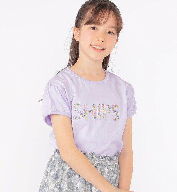 SHIPS KIDS「SHIPS KIDS:140～150cm / ガーリー 刺繍 ロゴ TEE」|Tシャツ・カットソー|