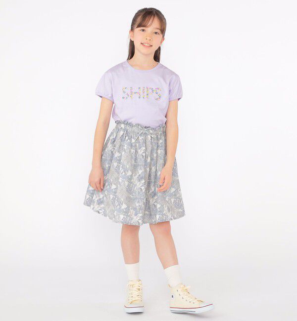SHIPS KIDS「SHIPS KIDS:140～150cm / ガーリー 刺繍 ロゴ TEE」|Tシャツ・カットソー|
