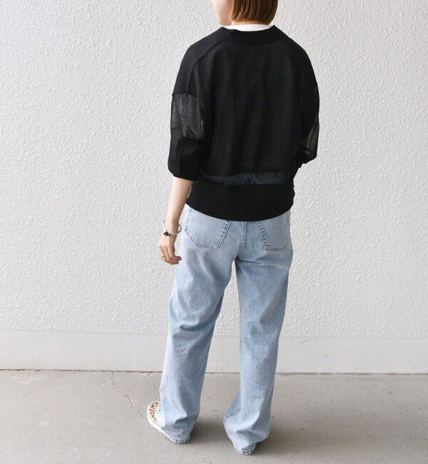 SHIPS for women「〈手洗い可能〉シアー ライン Vネック カーディガン」|カーディガン|