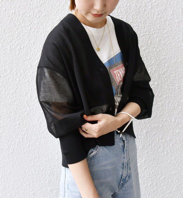 SHIPS for women「〈手洗い可能〉シアー ライン Vネック カーディガン」|カーディガン|