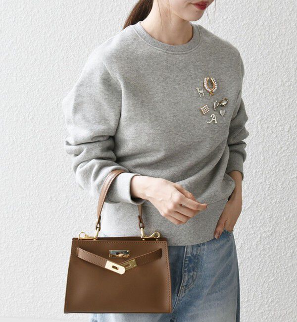 SHIPS any「【WEB限定】SHIPS any:〈手洗い可能〉裏起毛 ビジュー クルーネック コンパクト プルオーバー」|スウェット・ジャージ|