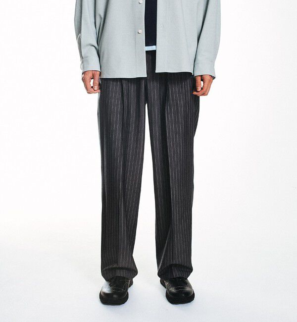 SHIPS「City Ambient Products: ツイル 2タック ワイド スラックス」|スラックス|チャコールグレー