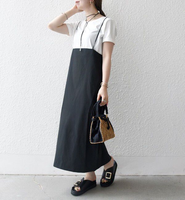 SHIPS any「SHIPS any:〈洗濯機可能〉Iライン キャミ ワンピース &times; ベーシック TEE セット」|ジャンパースカート|