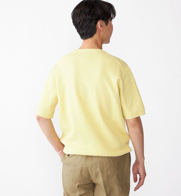 SHIPS「SHIPS:〈手洗い可能〉リネン バスケット ニット Tシャツ」|Tシャツ・カットソー|