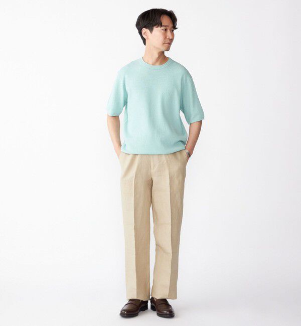 SHIPS「SHIPS:〈手洗い可能〉リネン バスケット ニット Tシャツ」|Tシャツ・カットソー|