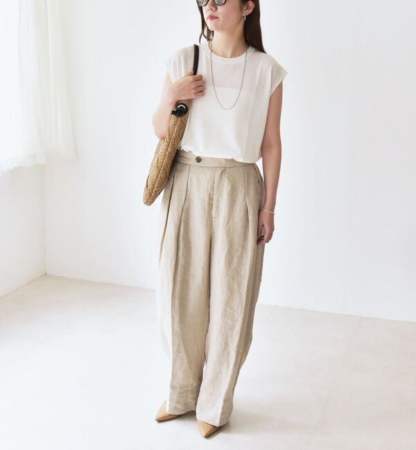 quaranciel「quaranciel:〈接触冷感/手洗い可能〉フレンチスリーブ ベーシック シアー ニット プルオーバー」|ニット・セーター|