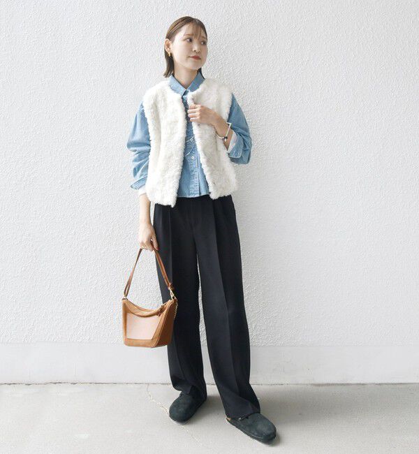 SHIPS for women「ランダム ファー ショート ジレ」|ベスト・ジレ|