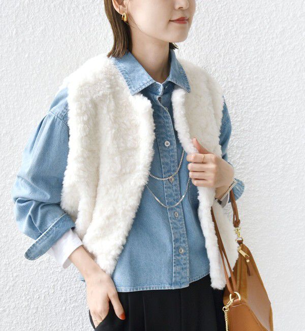 SHIPS for women「ランダム ファー ショート ジレ」|ベスト・ジレ|