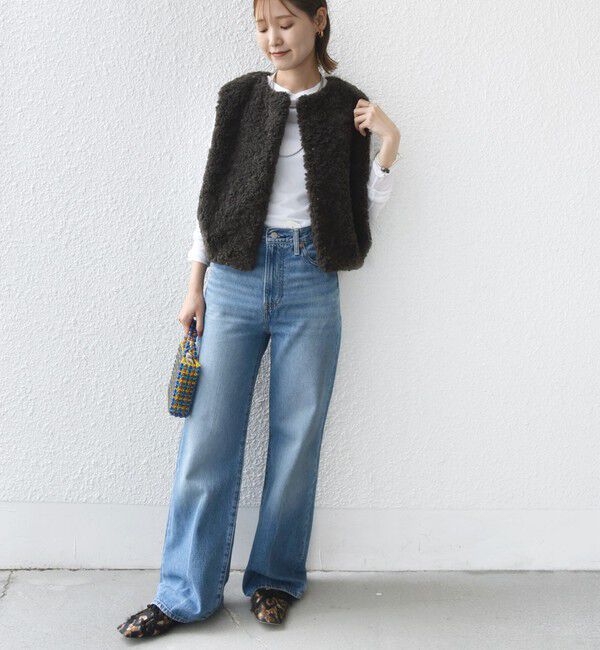 SHIPS for women「ランダム ファー ショート ジレ」|ベスト・ジレ|
