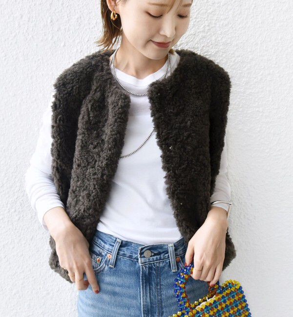 SHIPS for women「ランダム ファー ショート ジレ」|ベスト・ジレ|