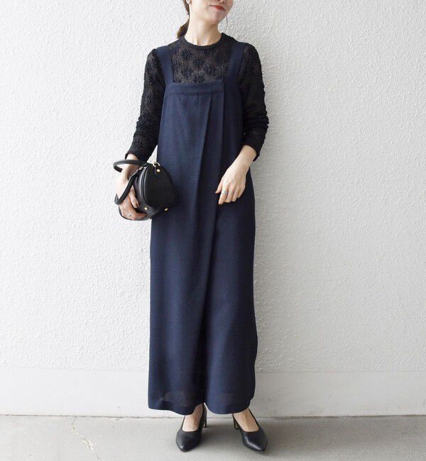 SHIPS any「SHIPS any:〈洗濯機可能〉ツイード ライク サロペット［NAVY BLUE］」|オールインワン|