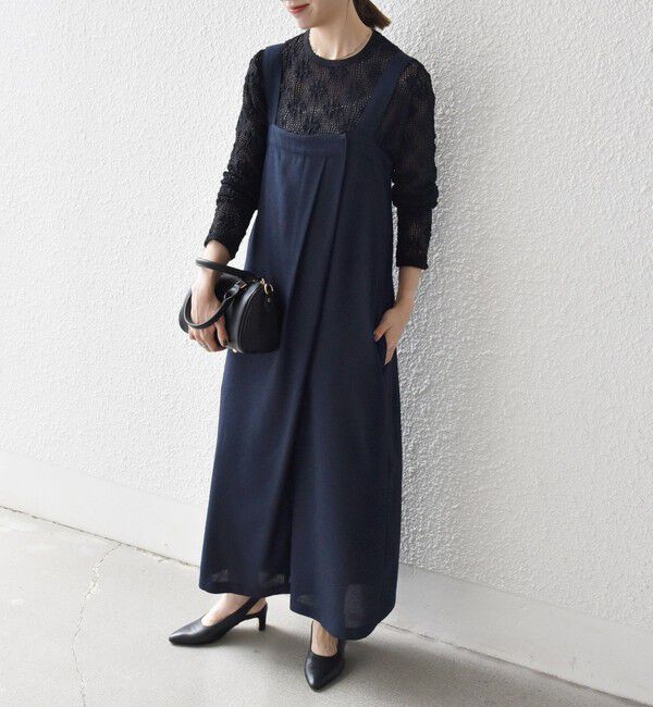 SHIPS any「SHIPS any:〈洗濯機可能〉ツイード ライク サロペット［NAVY BLUE］」|オールインワン|