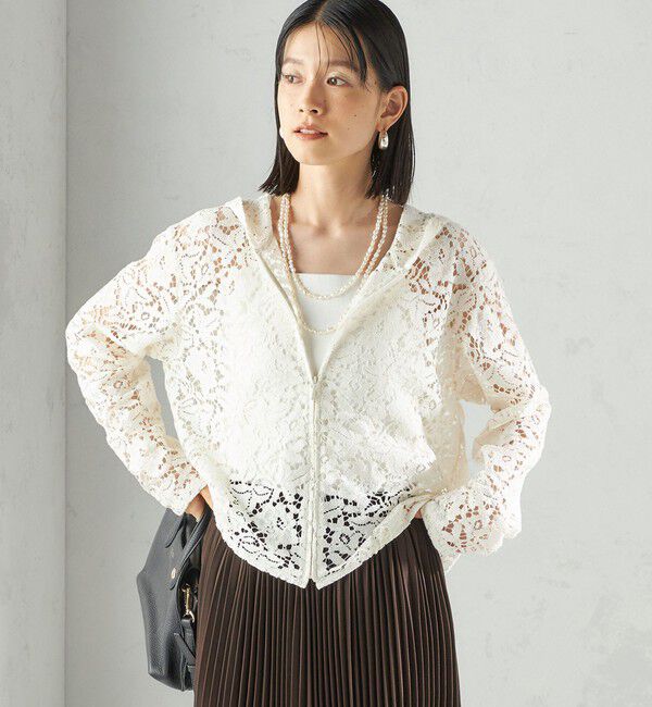 SHIPS for women「〈手洗い可能〉レース ジップアップ パーカ」|パーカー|