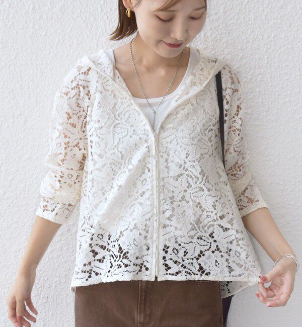 SHIPS for women「〈手洗い可能〉レース ジップアップ パーカ」|パーカー|