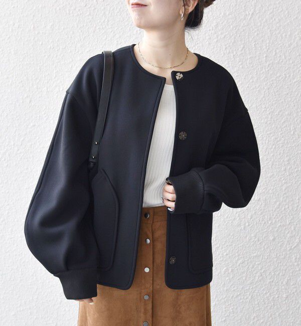 SHIPS any「SHIPS any:〈洗濯機可能〉ダンボール ノーカラー コンパクト ブルゾン」|ブルゾン・スタジャン|