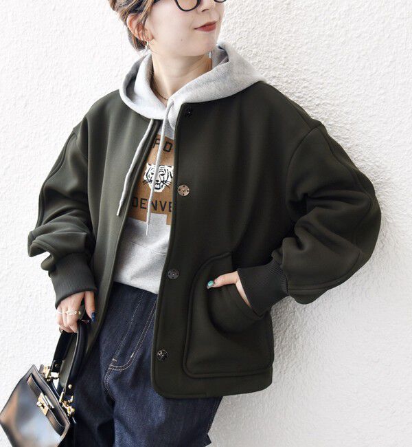 SHIPS any「SHIPS any:〈洗濯機可能〉ダンボール ノーカラー コンパクト ブルゾン」|ブルゾン・スタジャン|