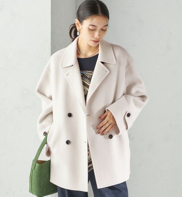 SHIPS for women「SUPER140 ダブル フェイス ショート コート」|ピーコート|