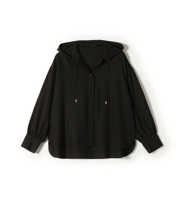 SHIPS Colors 「SHIPS Colors:〈手洗い可能〉ウール ライク シアー フーディー シャツ」|シャツ・ブラウス|ブラック