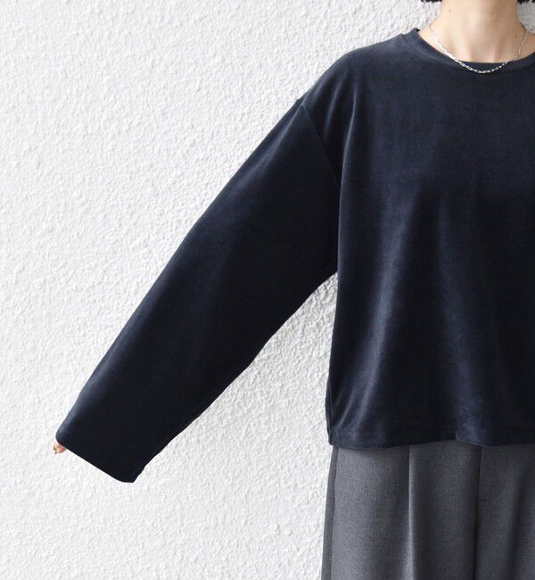 SHIPS for women「〈手洗い可能〉コットン ポリエステル ベロア ワイド スリーブ」|Tシャツ・カットソー|