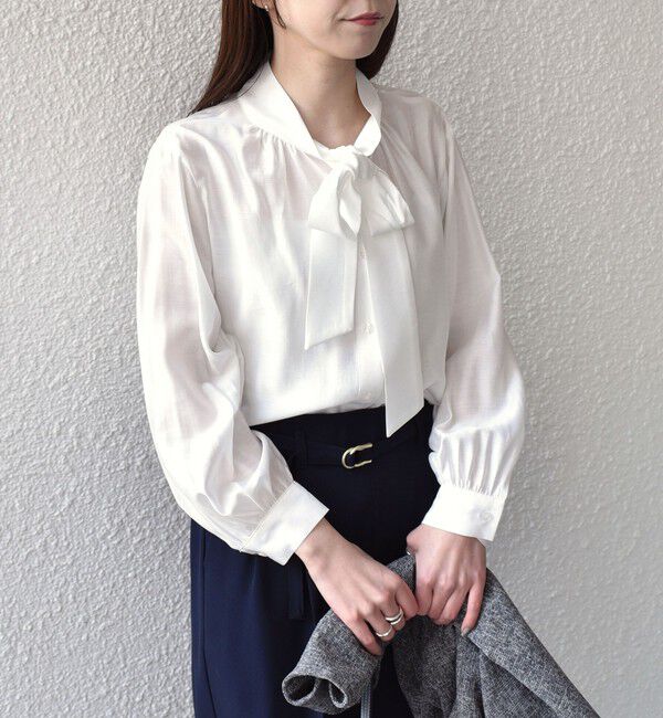 SHIPS Colors 「SHIPS Colors:〈手洗い可能〉シルキー ローン ボウタイ シャツ◇」|シャツ・ブラウス|ホワイト