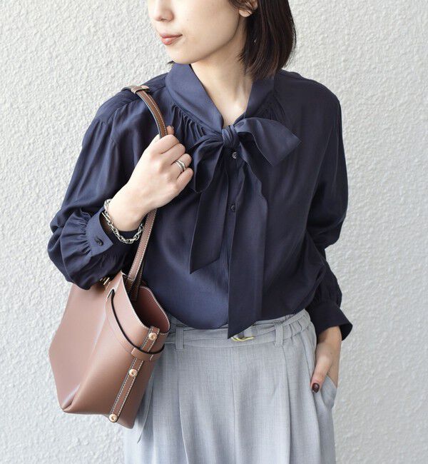 SHIPS Colors 「SHIPS Colors:〈手洗い可能〉シルキー ローン ボウタイ シャツ◇」|シャツ・ブラウス|