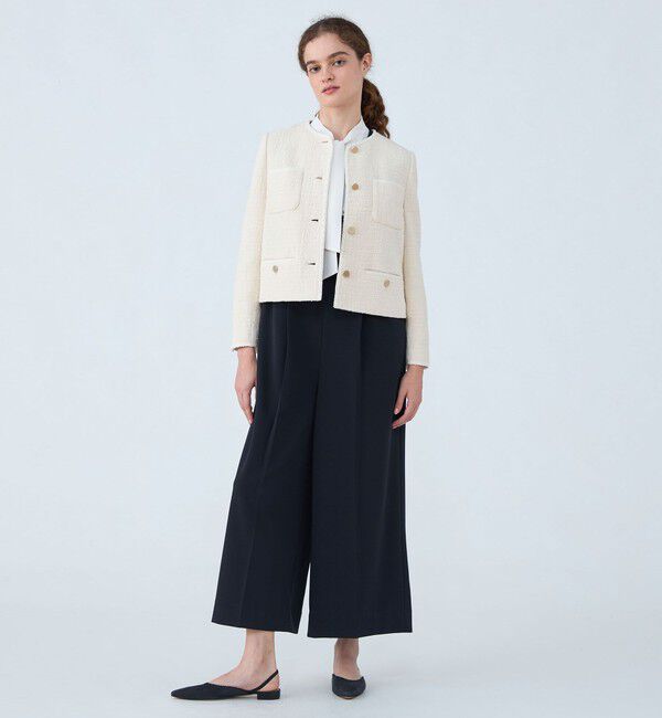 Ballsey「スラブコットンツイード Vクルーネックジャケット」|ノーカラージャケット|