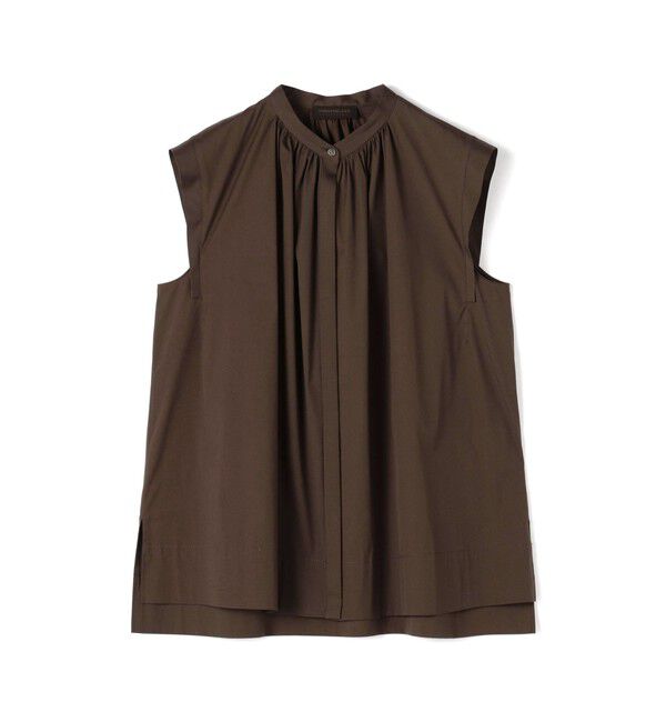 TOMORROWLAND collection「【一部WEB先行予約】ハイパワーストレッチブロード ギャザーノースリーブブラウス」|シャツ・ブラウス|47 ブラウン