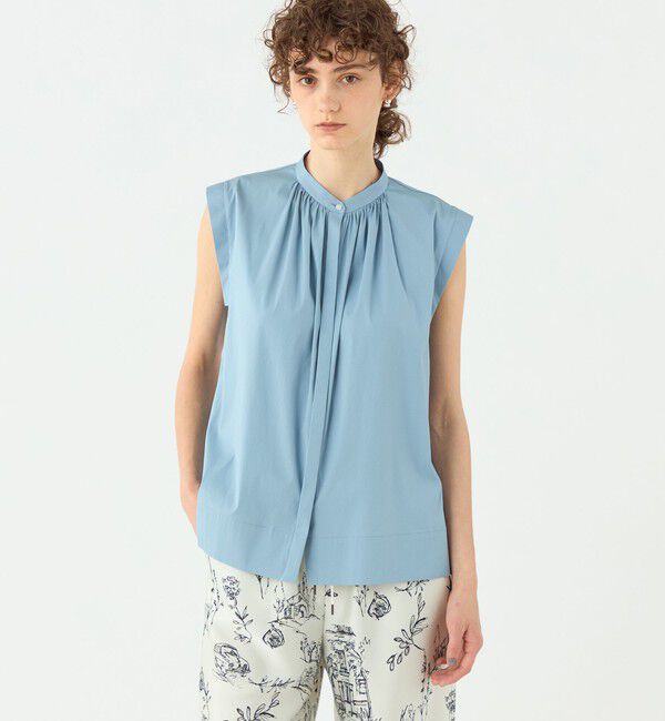 TOMORROWLAND collection「【一部WEB先行予約】ハイパワーストレッチブロード ギャザーノースリーブブラウス」|シャツ・ブラウス|