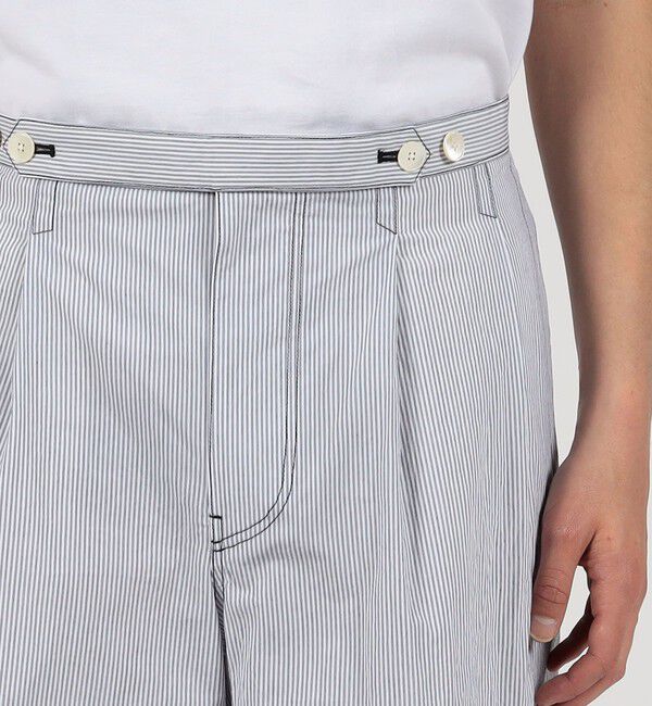 TOMORROWLAND MENS「コットンナイロンストライプ  2プリーツ ベルトレス ショートパンツ」|その他|