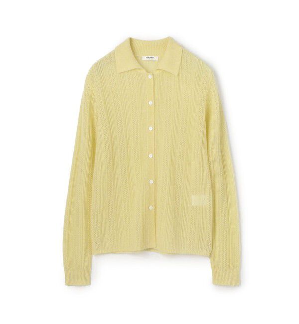 MACPHEE「レーシーアルパカブレンド ポロカーディガン」|カーディガン|21 ライトイエロー