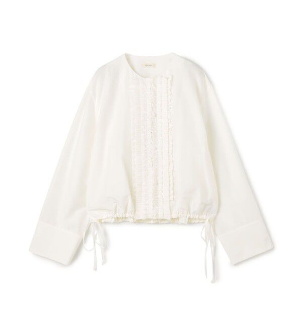 DES PRES「コットンシルクポプリン フリルブルゾン」|ブルゾン・スタジャン|11 ホワイト