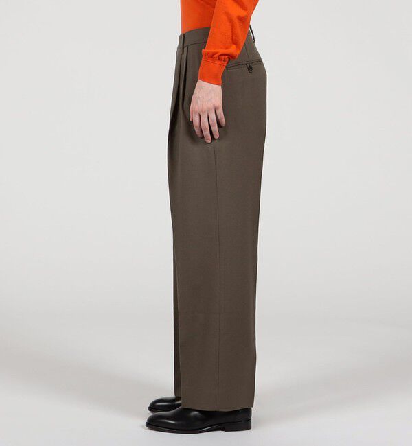 TOMORROWLAND MENS「ドライウールツイル 2プリーツワイドストレートバレルパンツ」|スラックス|