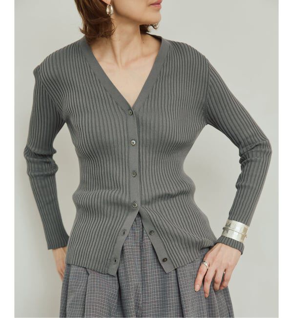 VERMEIL par iena「イタリア糸 RIB Vネックカーディガン」|カーディガン|