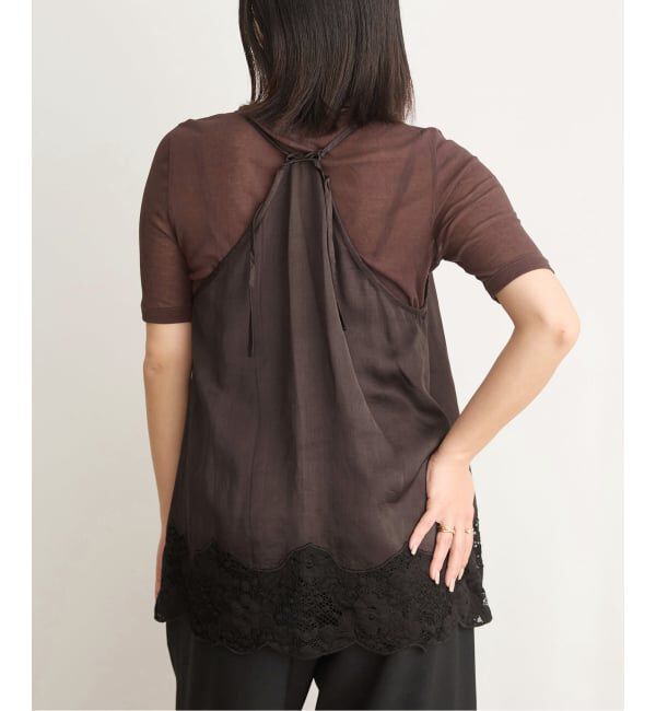 IENA LA BOUCLE「IENA LA BOUCLE R/Lサテンレースコンビキャミソール」|キャミソール|