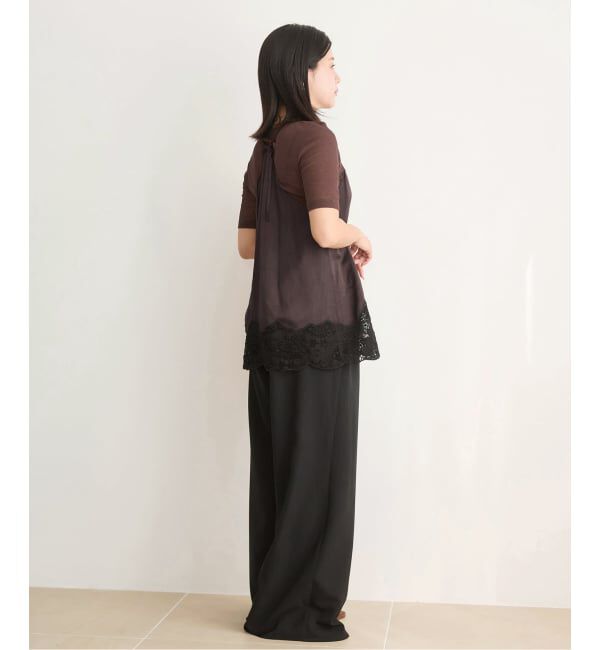 IENA LA BOUCLE「IENA LA BOUCLE R/Lサテンレースコンビキャミソール」|キャミソール|