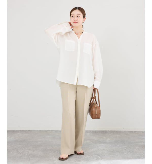 IENA「ジャガードバンドカラーブラウス」|シャツ・ブラウス|