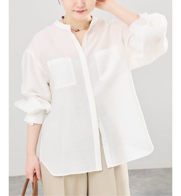 IENA「ジャガードバンドカラーブラウス」|シャツ・ブラウス|