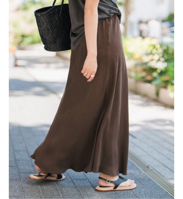 Spick and Span「《追加》ウォッシャブルキュプラフレアスカート」|スカート|