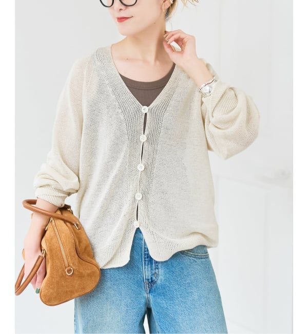 Spick and Span「コットンリネンギマ天竺カーディガン」|カーディガン|