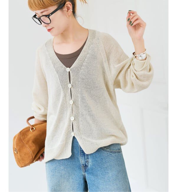 Spick and Span「コットンリネンギマ天竺カーディガン」|カーディガン|