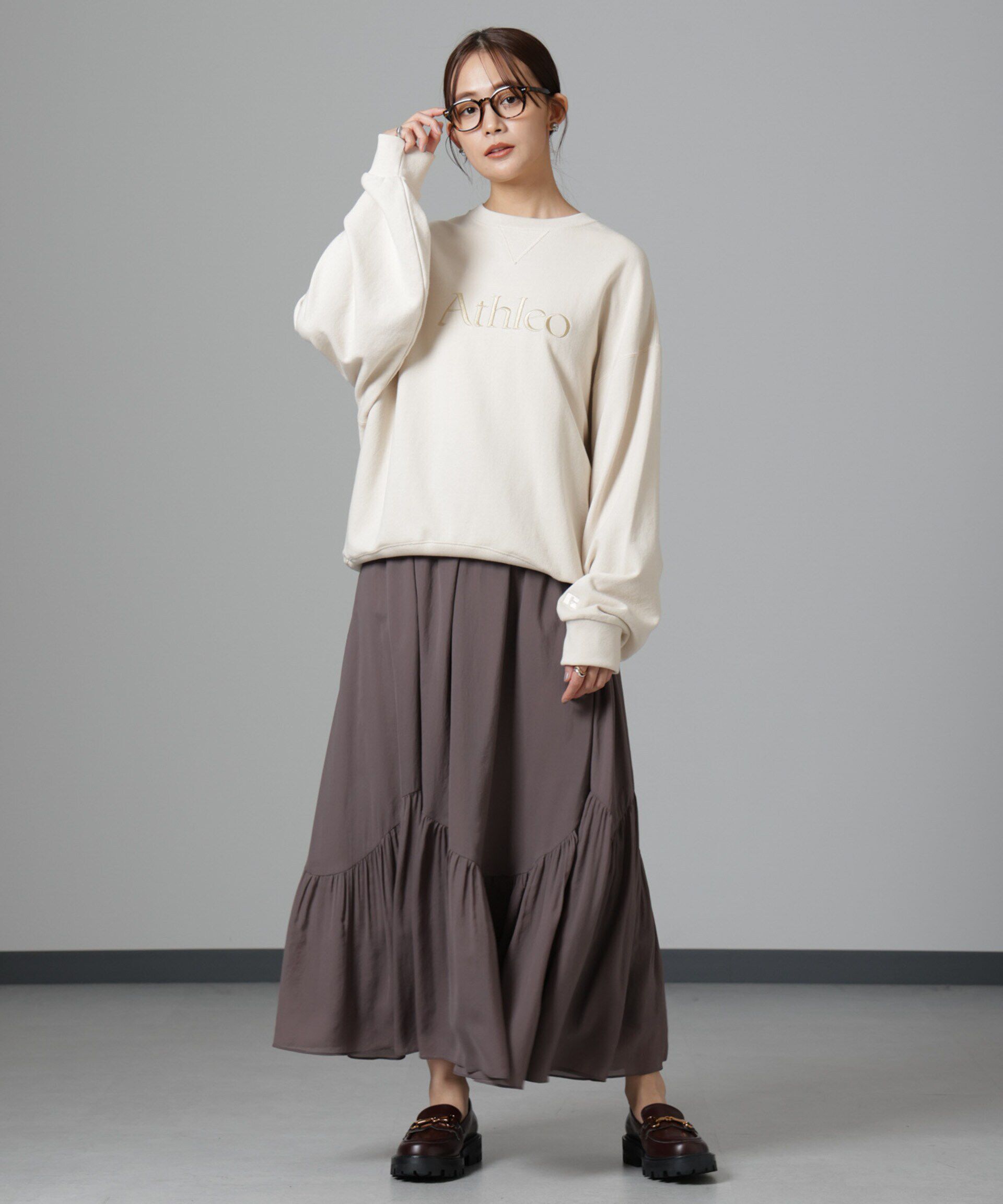 nano･universe「アシメティアードシフォンギャザースカート」|スカート|