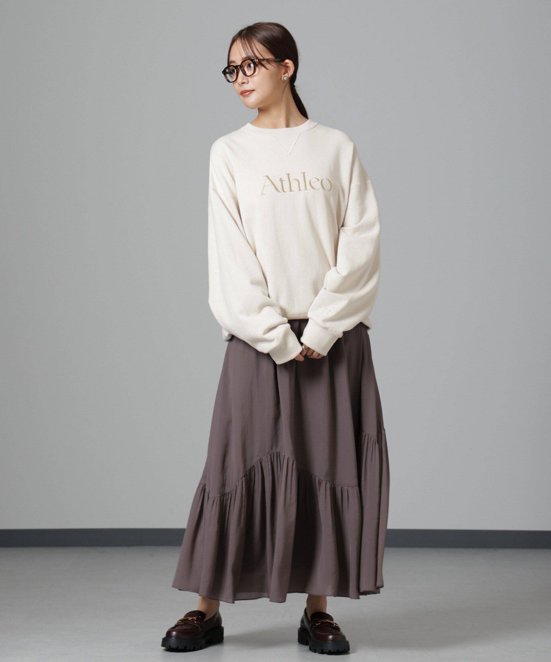 nano･universe「アシメティアードシフォンギャザースカート」|スカート|