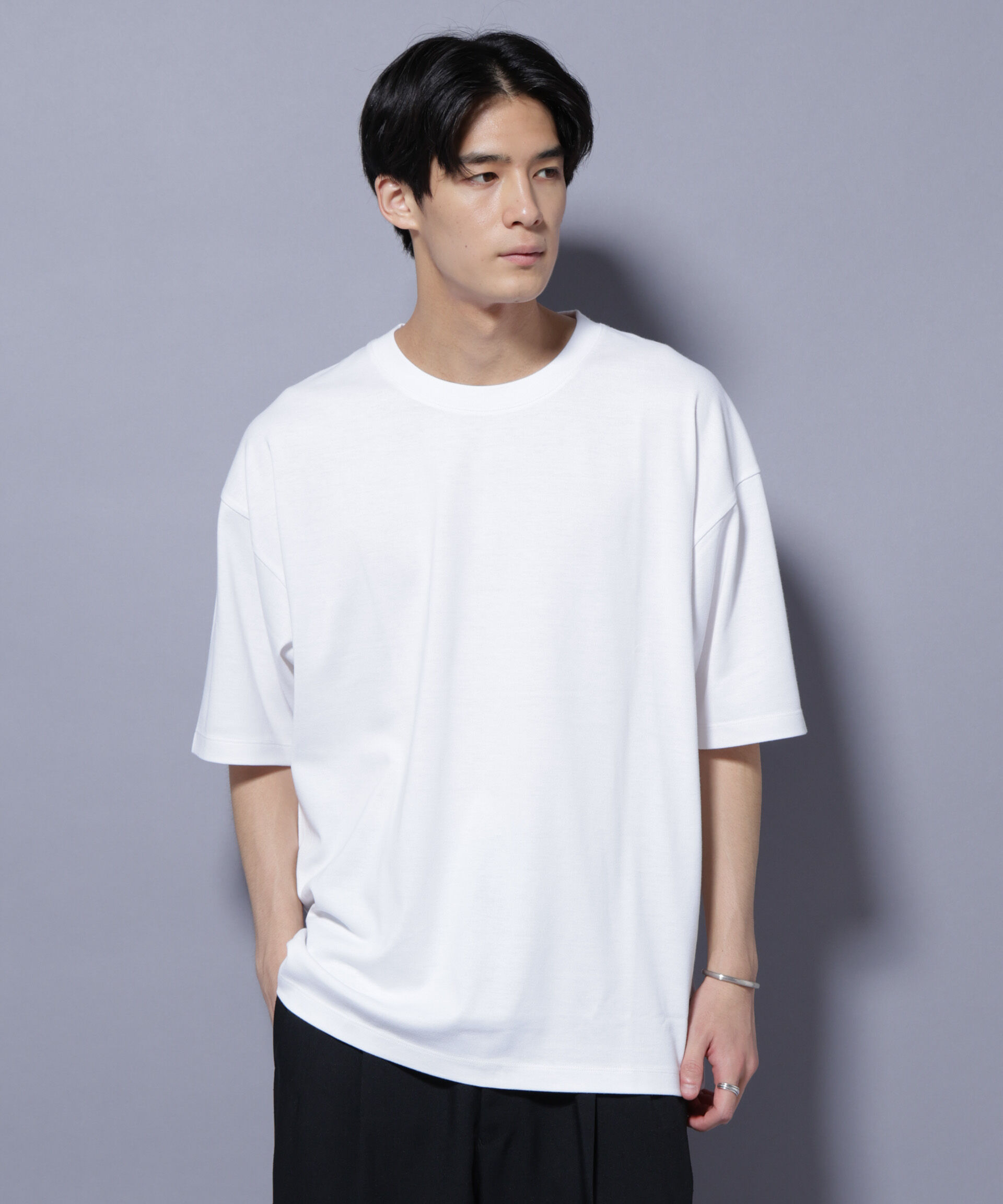 nano･universe「Anti Soaked(R)  汗染み防止 クルーネック ビッグシルエットTシャツ」|Tシャツ・カットソー|ホワイト