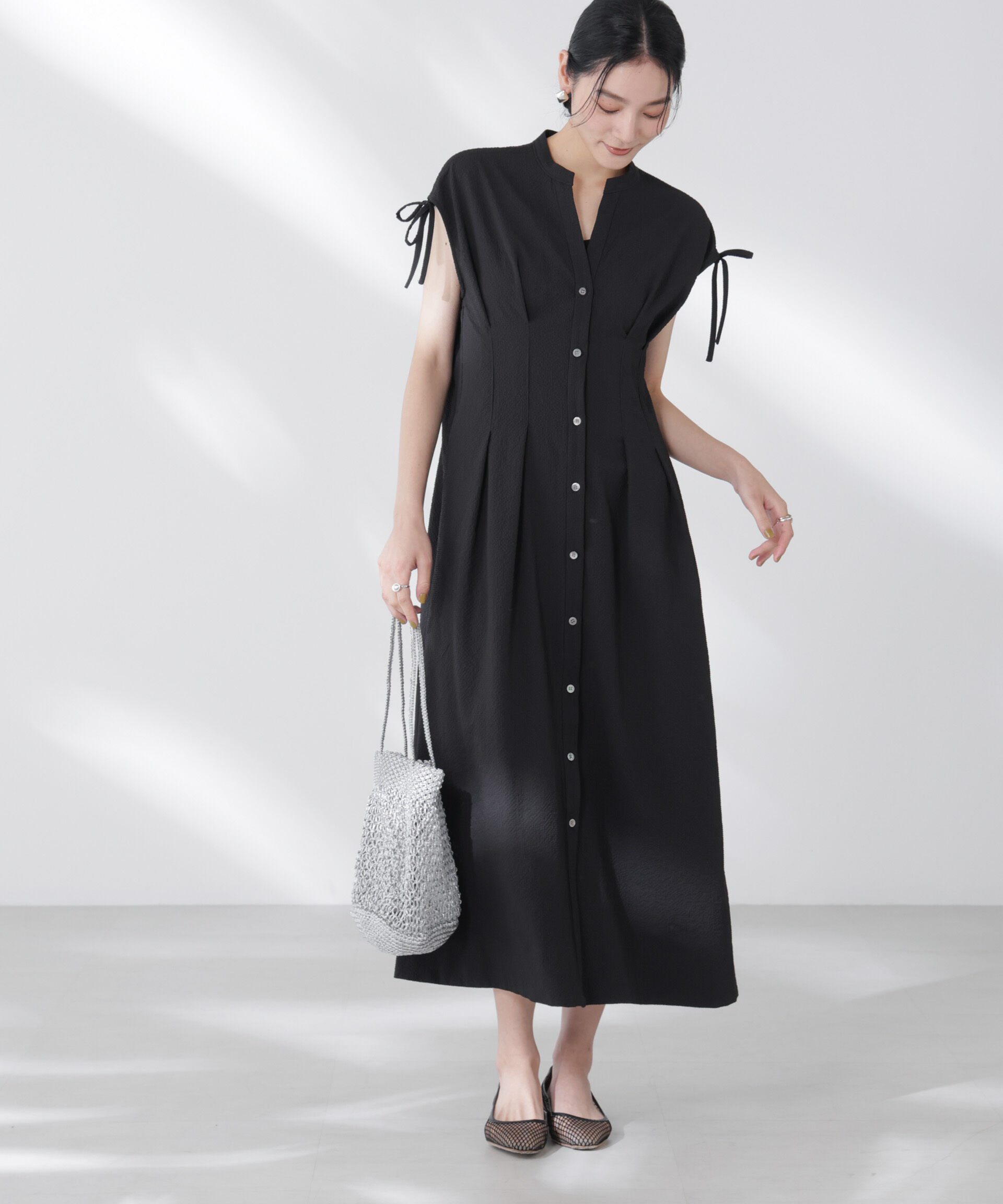 nano･universe「リボンドロストサッカーシャツワンピース」|ワンピース|