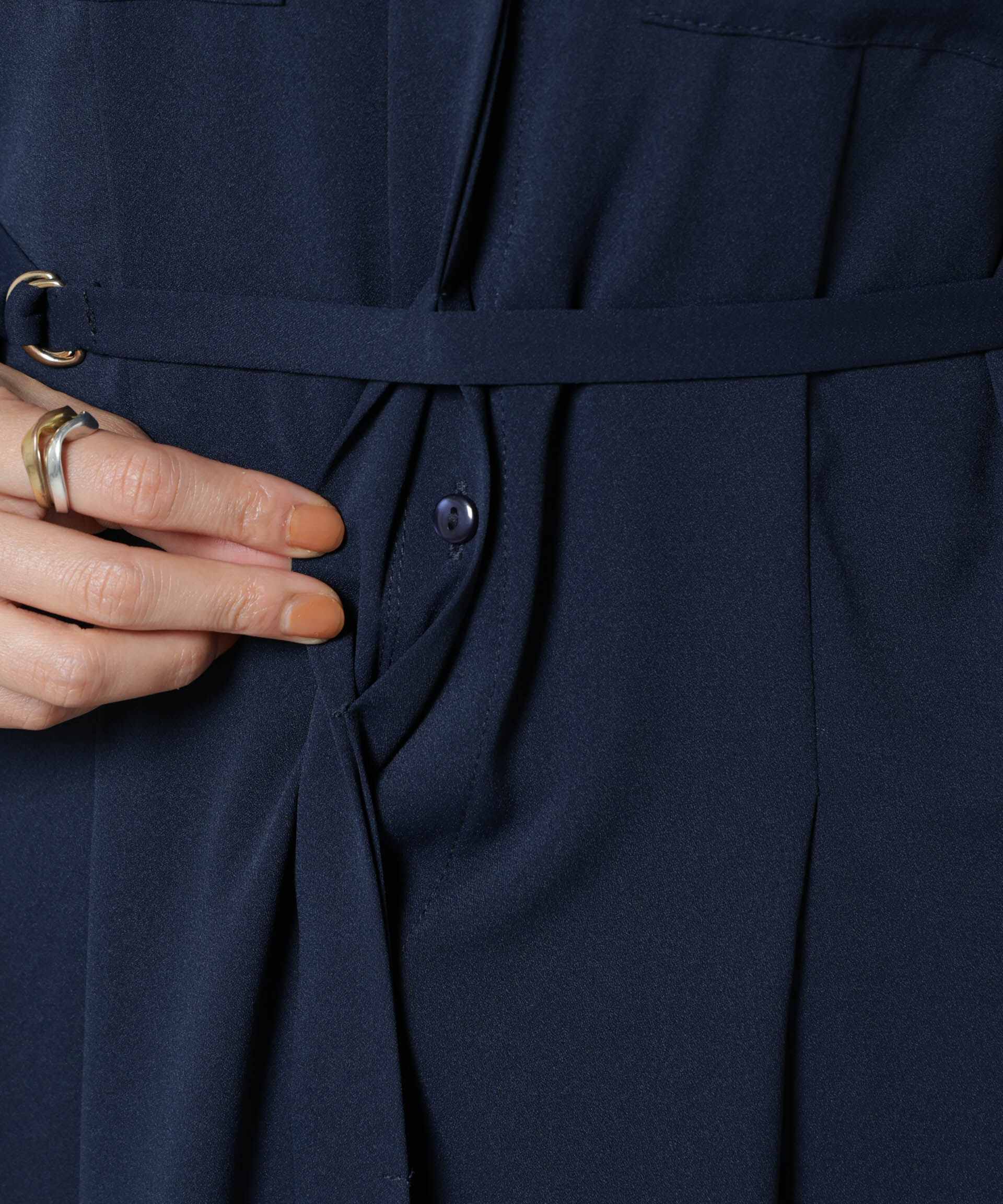 nano･universe「スタンドバイカラーベルト付きワンピース」|ワンピース|