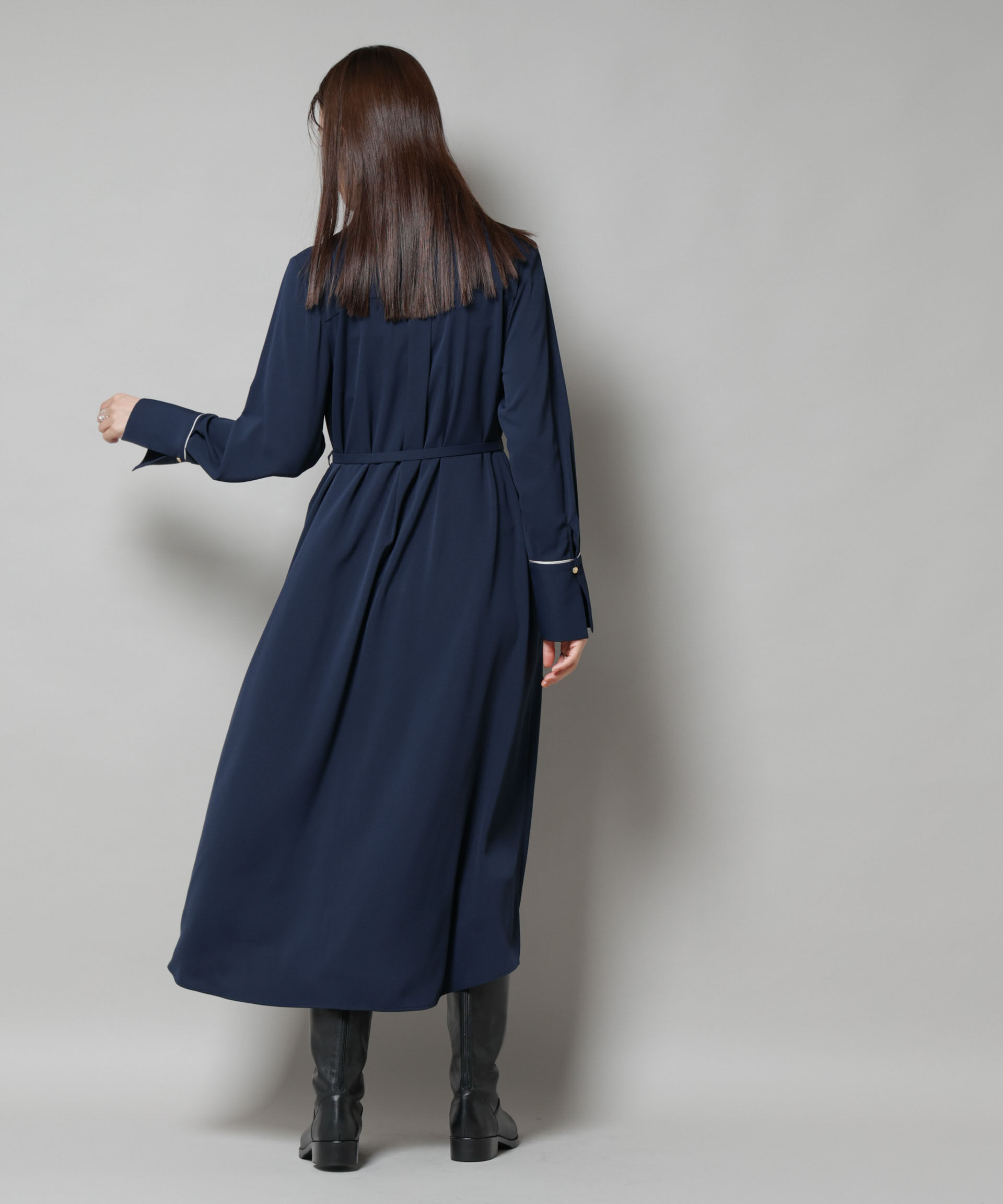 nano･universe「スタンドバイカラーベルト付きワンピース」|ワンピース|