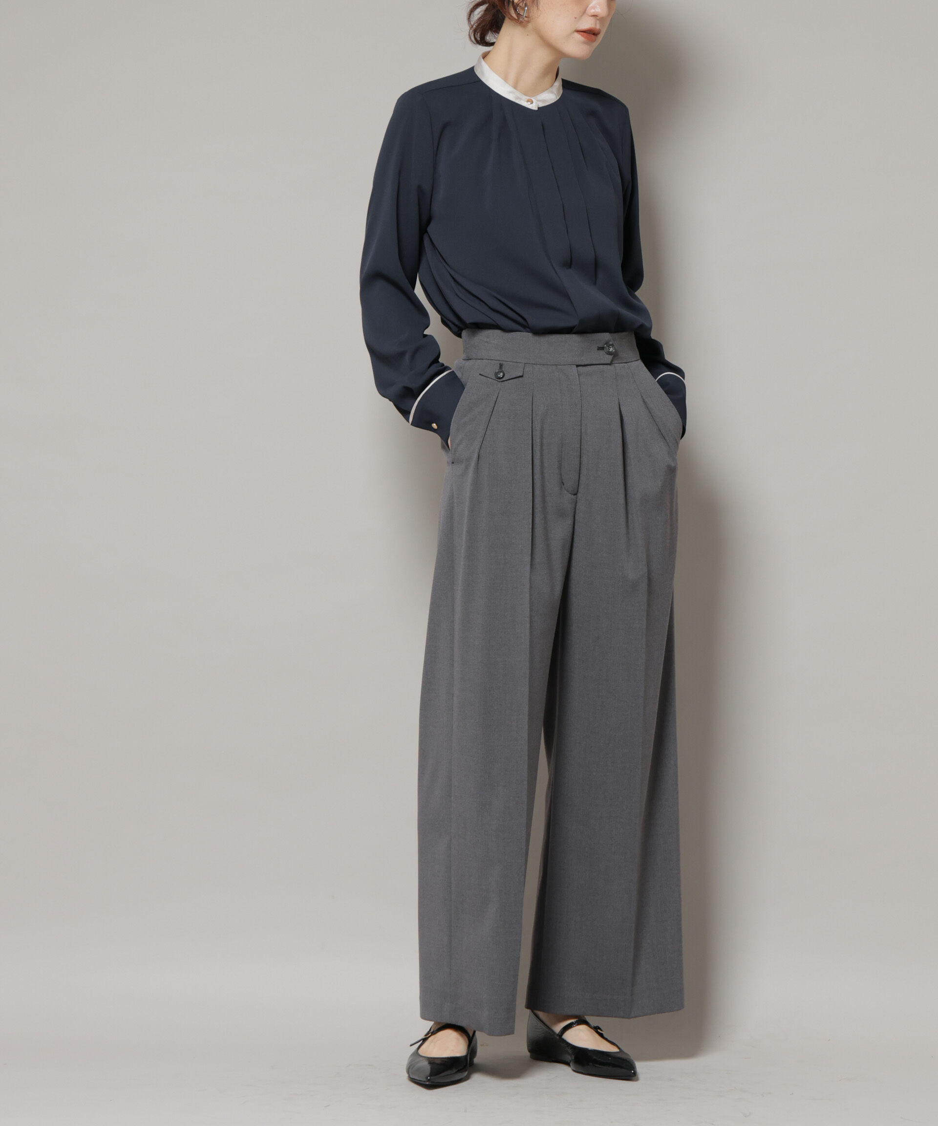 nano･universe「ドライウェザーストレッチ2タックワイドパンツ(セットアップ可)」|チノ|