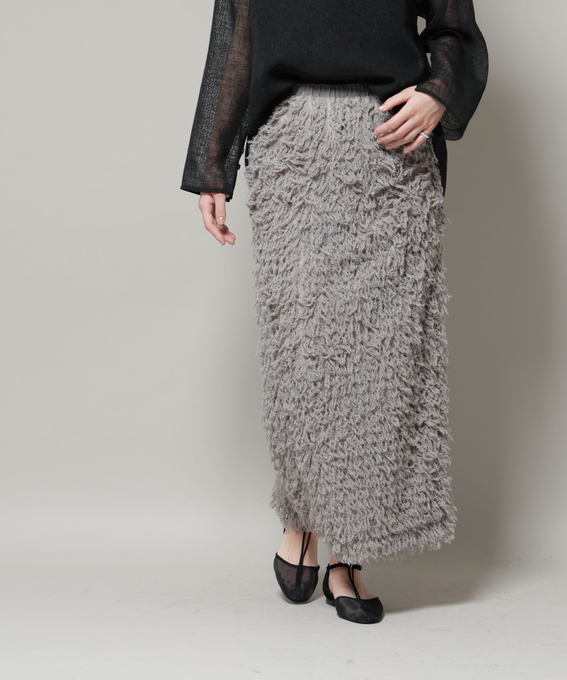 nano･universe「フリンジタイトスカート」|スカート|グレー