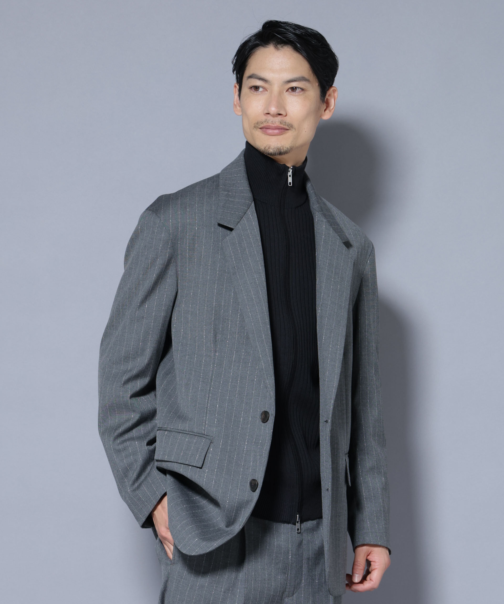 nano･universe「DELEGANTEｴｱﾘｰｻｷｿﾆｰ ｸﾞﾘｯﾀｰｽﾄﾗｲﾌﾟﾃｰﾗｰﾄﾞｼﾞｬ」|テーラードジャケット|パターン32