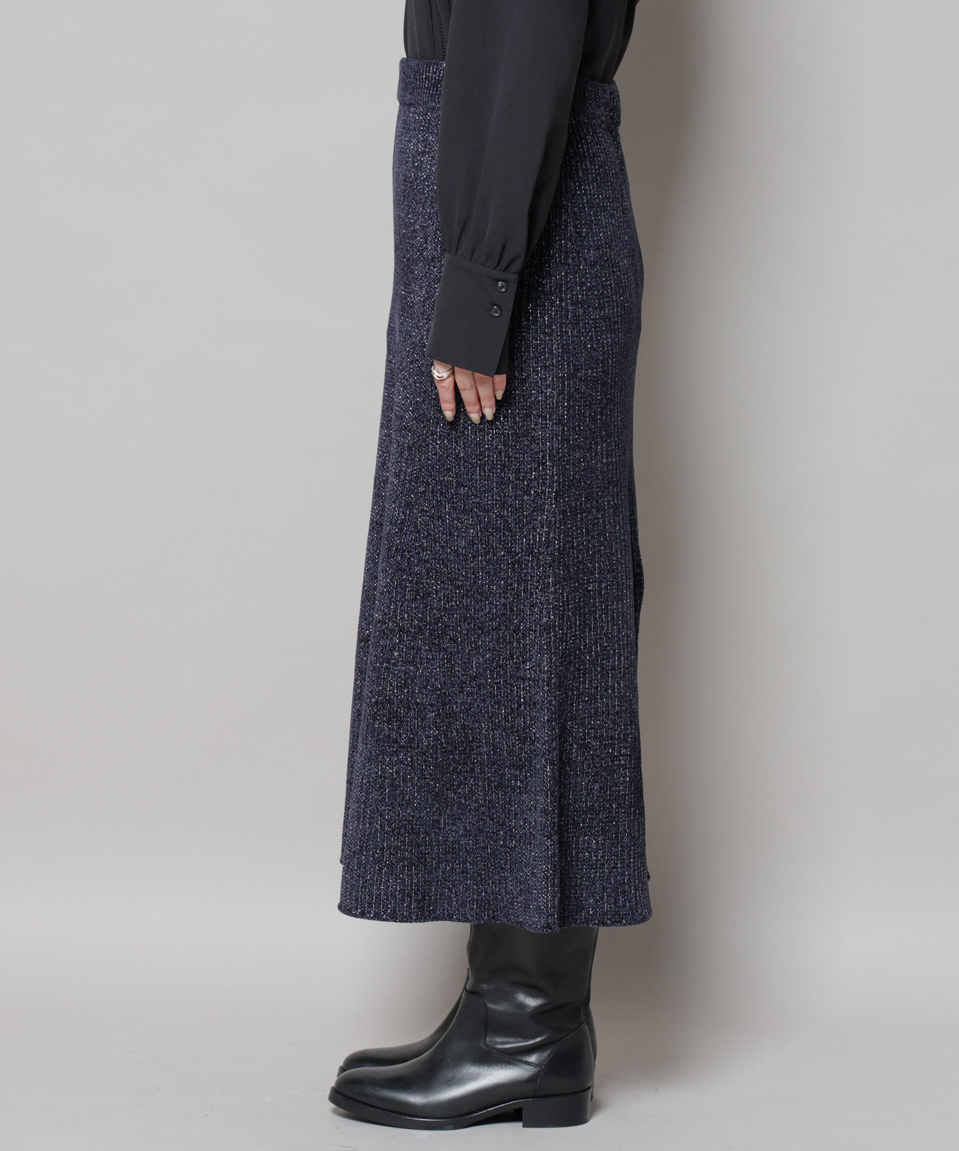 nano･universe「ラメモールワイドリブマーメイドニットスカート(セットアップ可)」|スカート|